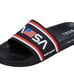 iFARADAY NASA Men's Slide Sandals Comfort Lightweight Summer Beach Sandals Black